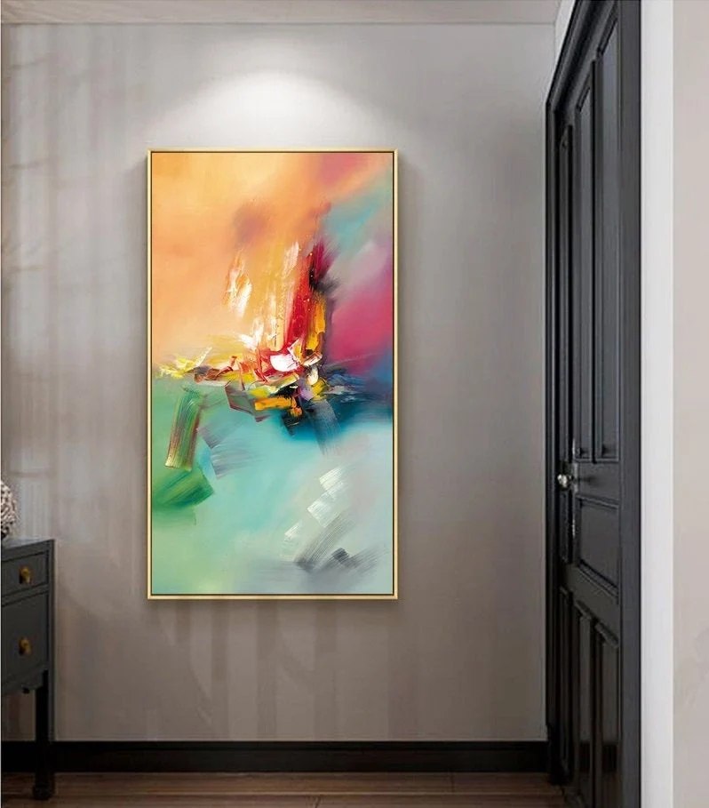 White Oversized Days Entryway Abstract Canvas Artwork IYN08 wall art